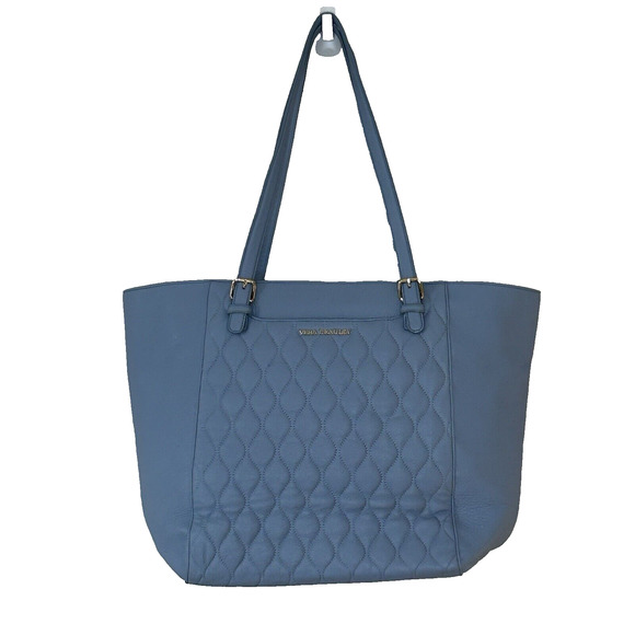 Vera Bradley Handbags - Vera Bradley Quilted Leather Ella Tote Bag Blue Zipper Pockets XL Travel